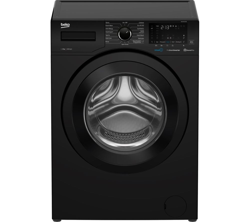 BEKO WEX840530B Bluetooth 8 kg 1400 Spin Washing Machine - Black, Black