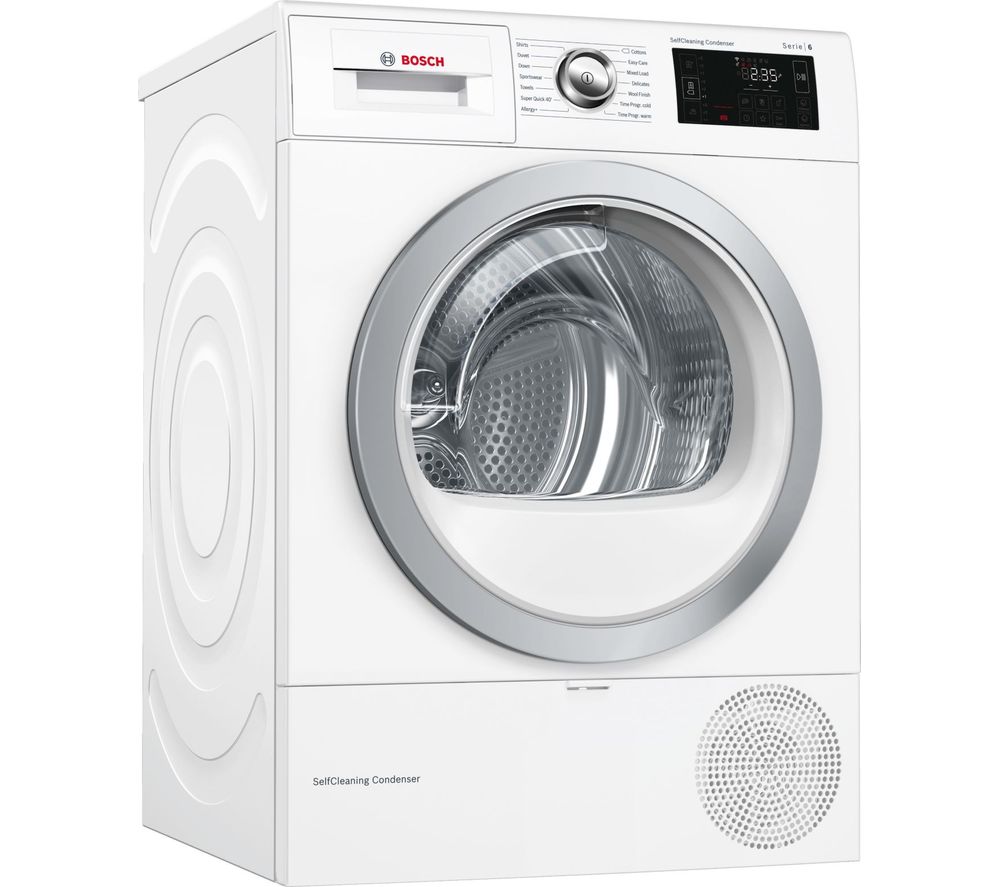 BOSCH Serie 6 WTWH7660GB WiFi-enabled 9 kg Heat Pump Tumble Dryer - White, White
