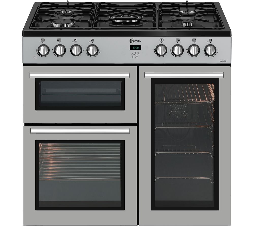 FLAVEL MLN9FRS 90 cm Dual Fuel Range Cooker - Silver & Black, Silver