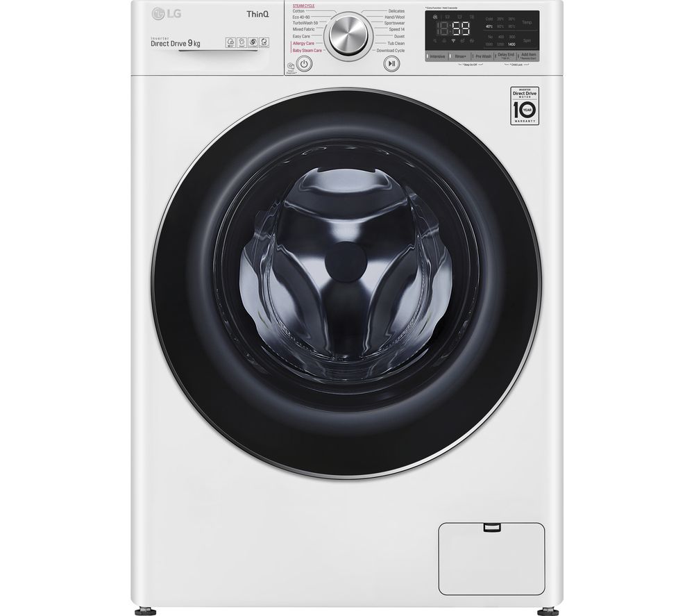LG TurboWash with AI DD V7 F4V709WTSE WiFi-enabled 9 kg 1400 Spin Washing Machine - White, White