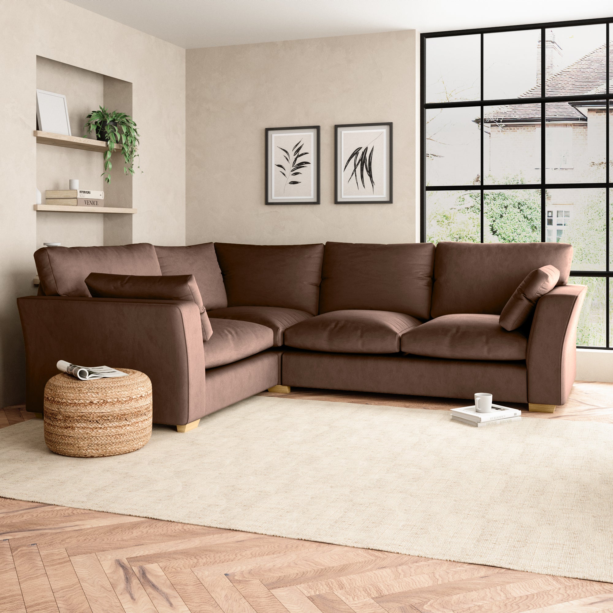 Blakeney Luxury Velvet Corner Sofa Luxury Velvet Pinecone