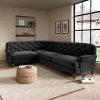 Canterbury Luxury Velvet Left Hand Corner Sofa Black