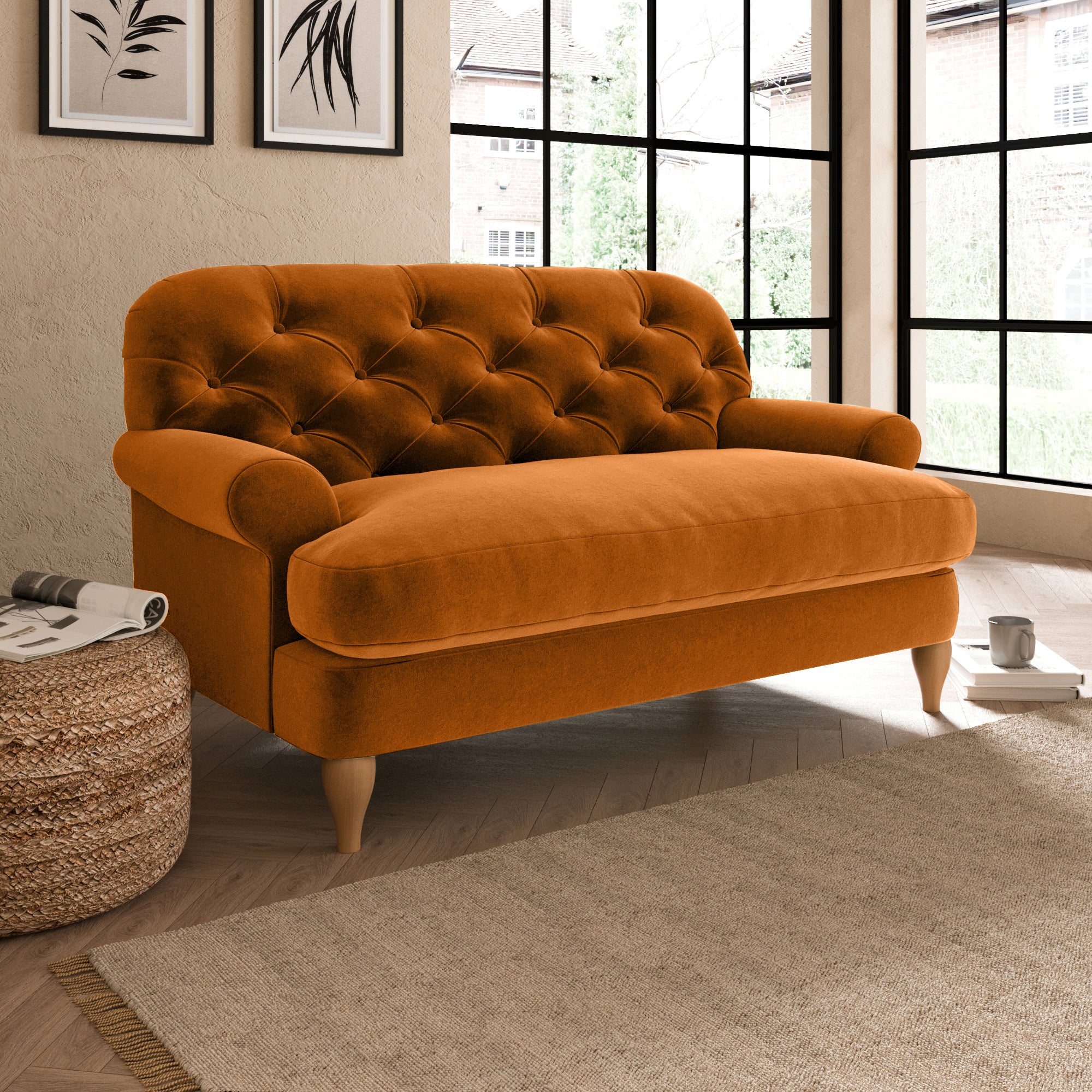 Canterbury Luxury Velvet Snuggle Chair Luxury Velvet Orange Umber