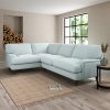 Darwin Slub Cotton Blend Left Hand Corner Sofa Blue