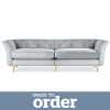 Jaipur 4 Seater Sofa Brushed Plain Fabric Blue