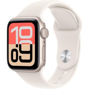 APPLE Watch SE 3 - 40 mm Starlight Aluminium Case with Starlight Sport Band, S/M, White