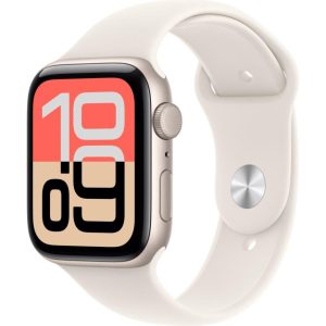 APPLE Watch SE 3 - 44 mm Starlight Aluminium Case with Starlight Sport Band, S/M, White