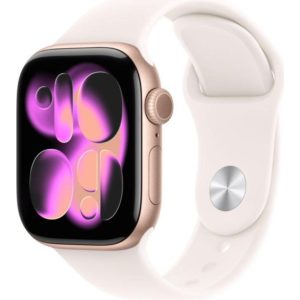 APPLE Watch Series 11 - 42 mm Rose Gold Aluminium Case with Light Blush Sport Band, S/M, Gold,Pink