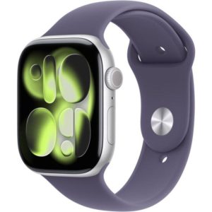 APPLE Watch Series 11 Cellular - 46 mm Silver Aluminium Case with Purple Fog Sport Band, M/L, Purple,Silver/Grey