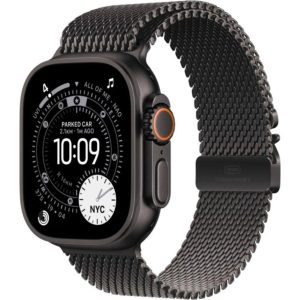 APPLE Watch Ultra 3 Cellular - 49 mm Black Titanium Case with Black Titanium Milanese Loop, Large, Black