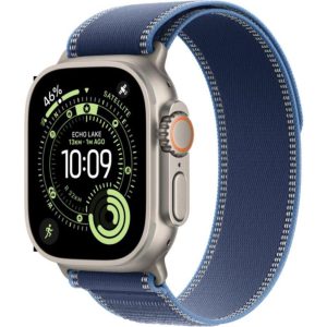 APPLE Watch Ultra 3 Cellular - 49 mm Natural Titanium Case with Bright Blue Trail Loop - M/L, Blue,Silver/Grey