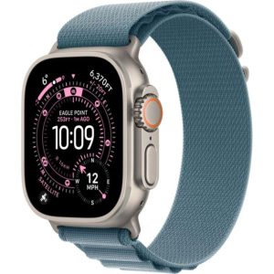 APPLE Watch Ultra 3 Cellular - 49 mm Natural Titanium Case with Light Blue Alpine Loop, Medium, Blue,Silver/Grey