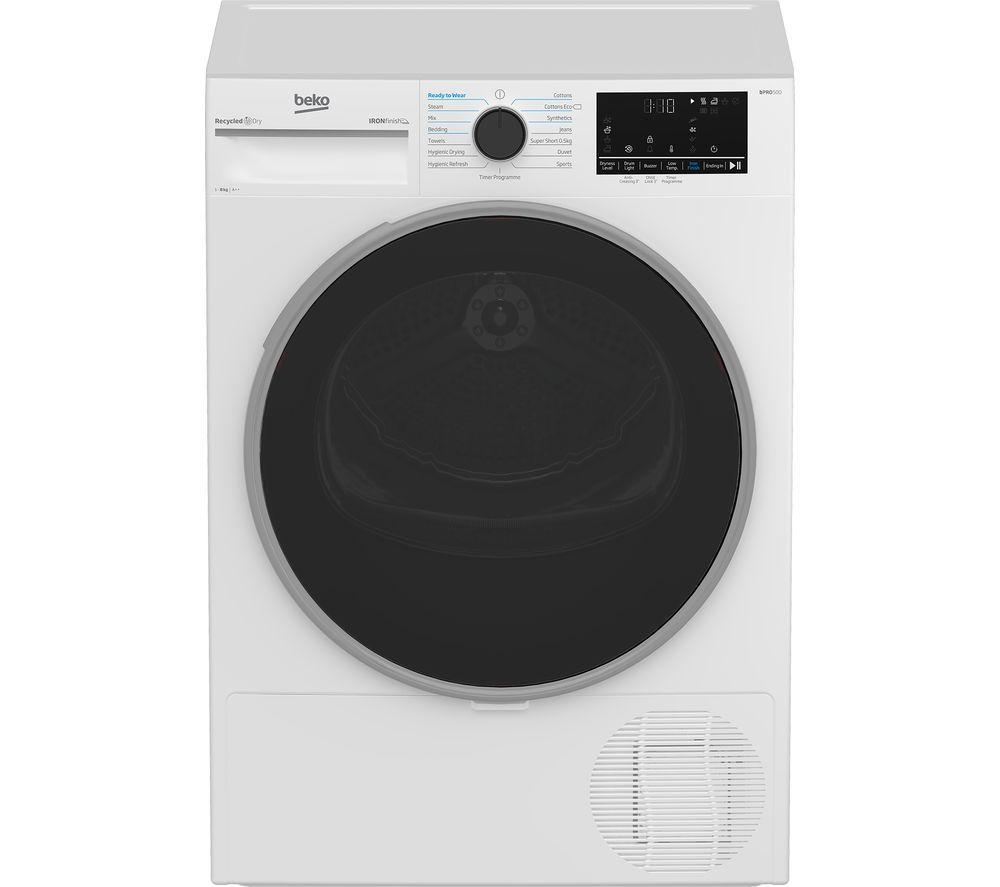 BEKO Pro Ironfinish B5T48231IW 8 kg Heat Pump Tumble Dryer - White, White