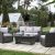 Granville Grey 3 Seater Sofa Dining Set with Rising Table Grey